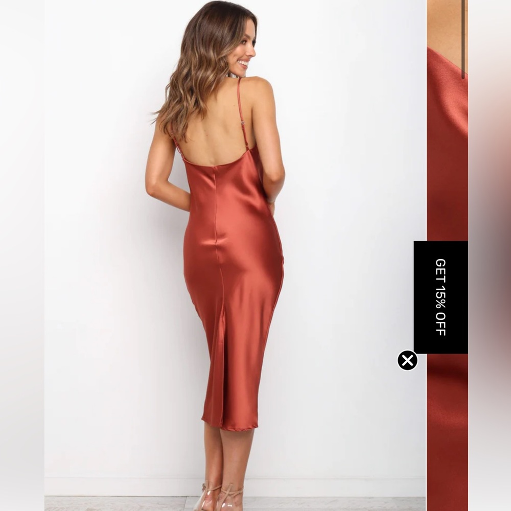 Salmon Petal & Pup Satin slip dress - Picture 2 of 13